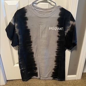 Basquiat Gray and Black Tie-Dye Short Sleeve Tee